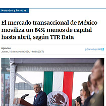 El mercado transaccional de México moviliza un 84% menos de capital hasta abril, según TTR Data